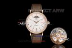 TW Factory IWC Portofino Rose Gold Diamond Bezel Brown Leather Strap Watch Replica 